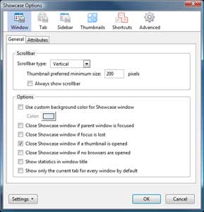 Showcase configuration screenshot