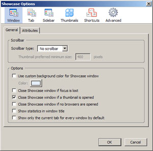 Showcase configuration screenshot